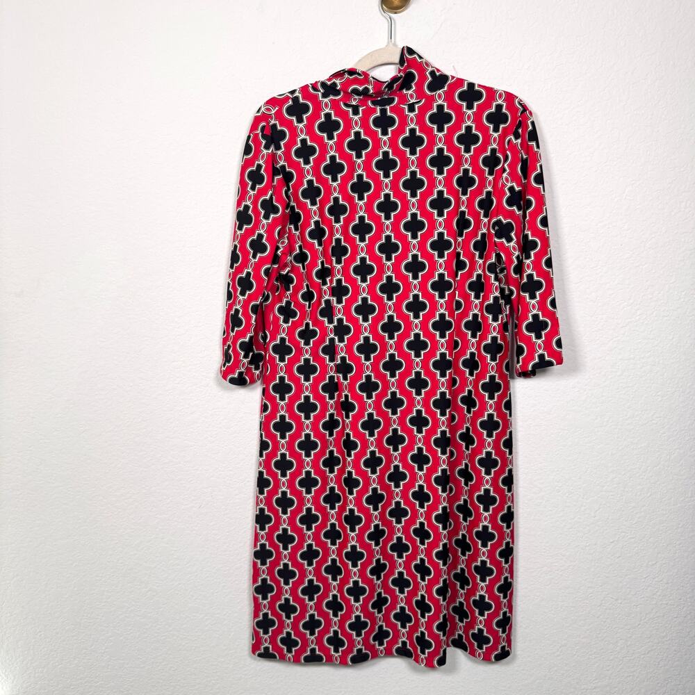 Jude Connally Womens Pullover Geometric Print Dress Size XL Stretch Classic Red - Picture 3 of 5